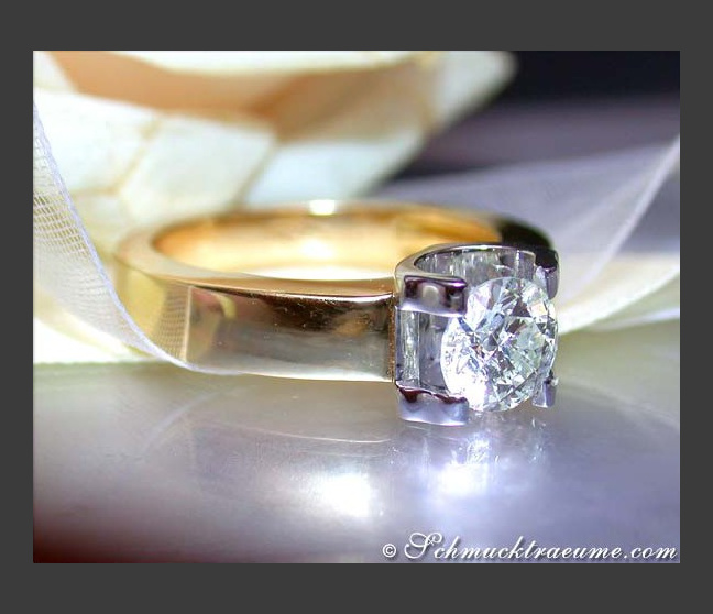 Erstklassiger Diamant Solitär Ring (Einkaräter) #1 Erstklassiger Diamant Solitär Ring (Einkaräter) #1