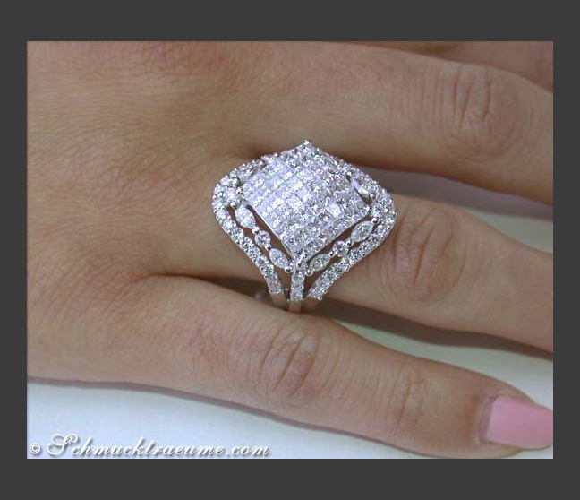 Feinster Brillanten Ring mit Marquise und Princess Diamanten #1 Feinster Brillanten Ring mit Marquise und Princess Diamanten #1