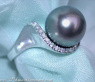 Edler Tahitiperle Ring mit Brillanten Kragen in Weißgold #7