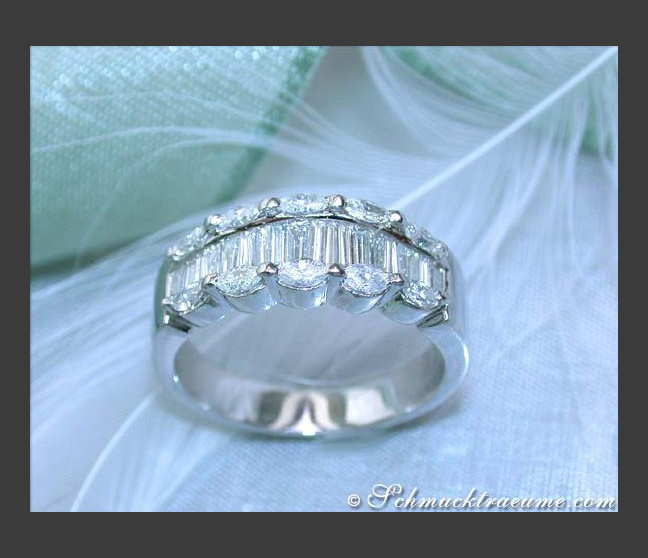 Edler Ring mit Trapez und Marquise Diamanten #1 Edler Ring mit Trapez und Marquise Diamanten #1