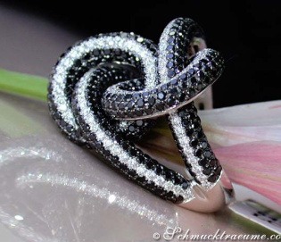 Entwined Black & White Diamond Ring Entwined Black & White Diamond Ring