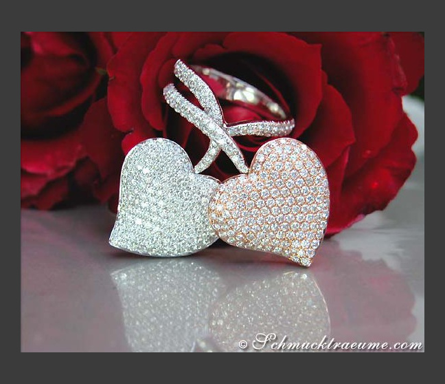 Exquisiter Doppel Herz Ring mit Diamanten #1 Exquisiter Doppel Herz Ring mit Diamanten #1