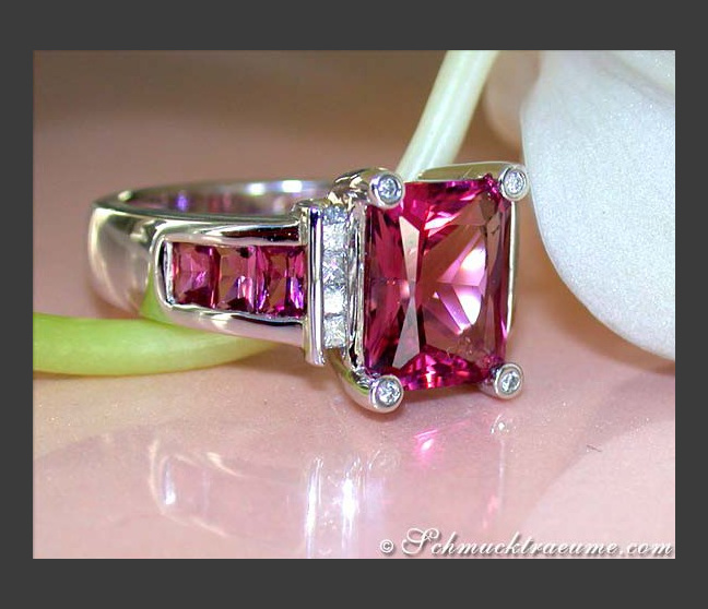 Prächtiger Pink Turmalin Ring mit Diamanten #1 Prächtiger Pink Turmalin Ring mit Diamanten #1