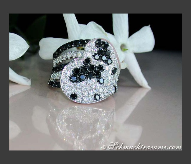 Ausgefallener schwarz weiß Diamanten Ring #1