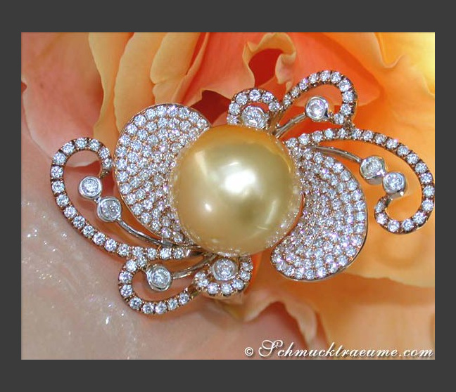Spektakulärer goldene Südseeperle Ring mit Brillanten #1 Spektakulärer goldene Südseeperle Ring mit Brillanten #1