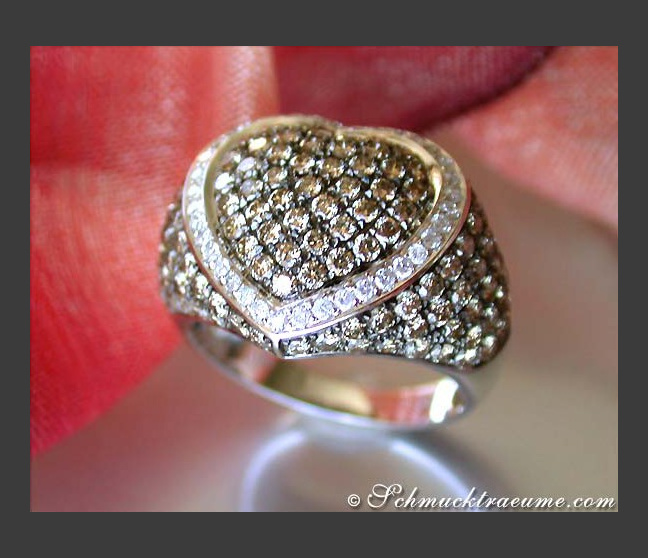 Wunderschöner Herz Ring mit naturbraunen Diamanten #1 Wunderschöner Herz Ring mit naturbraunen Diamanten #1