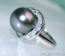 Eleganter Tahitiperle Ring mit Trapez Diamanten #5