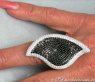 Opulenter schwarze Diamanten Ring im Blatt Design #6