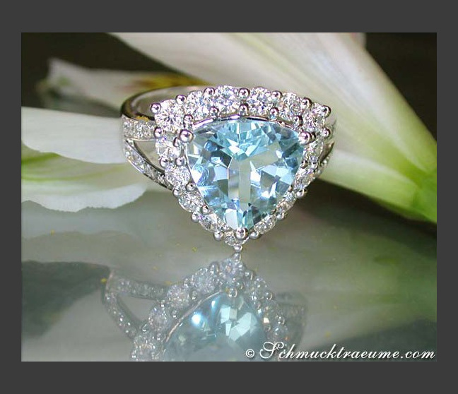 Prächtiger Aquamarin Ring mit Brillanten #1 Prächtiger Aquamarin Ring mit Brillanten #1