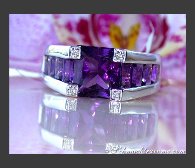 Extravaganter Amethyst Ring mit Diamanten #1 Extravaganter Amethyst Ring mit Diamanten #1