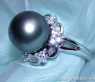 Edler Tahitiperle Ring mit Diamanten (Baguette & Brillant Schliff) #1
