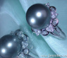 Edler Tahitiperle Ring mit Diamanten (Baguette & Brillant Schliff) #3