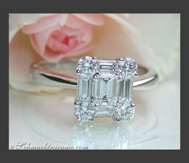 Feinster Brillanten / Diamanten Ring im Carré Design #1