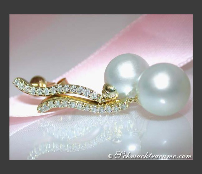 Feinste Südseeperlen Brillanten Ohrringe in Gelbgold 585 #1 Feinste Südseeperlen Brillanten Ohrringe in Gelbgold 585 #1