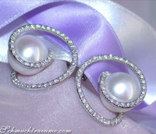 Fabulous Southsea Pearl Earrings with Diamonds Fabulous Southsea Pearl Earrings with Diamonds