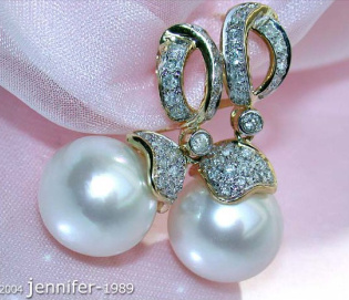 Timelessly Elegant Southsea Pearl Earrings with Diamonds Timelessly Elegant Southsea Pearl Earrings with Diamonds