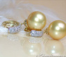 Feinste goldene Südseeperlen Ohrringe / Creolen mit Diamanten #3