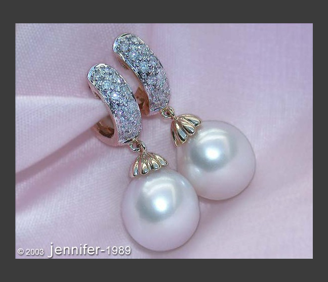 Feinste Südseeperlen Ohrringe / Creolen mit Diamanten #1 Feinste Südseeperlen Ohrringe / Creolen mit Diamanten #1