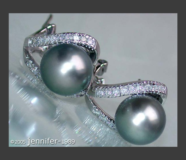 Aparte Tahitiperlen Brillanten Clip-Ohrstecker #1 Aparte Tahitiperlen Brillanten Clip-Ohrstecker #1