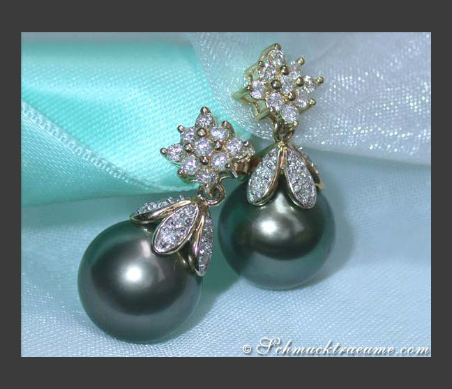 Zeitlose Tahitiperlen Brillant Carré Ohrstecker #1 Zeitlose Tahitiperlen Brillant Carré Ohrstecker #1