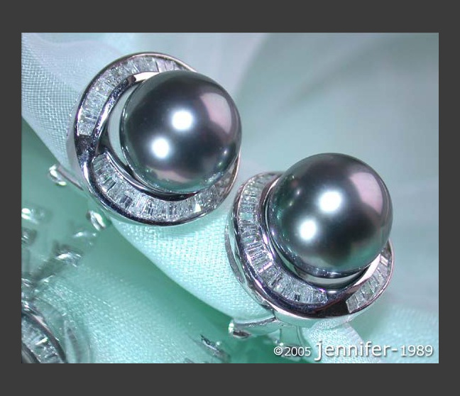 Wunderschöne Tahitiperlen Ohrstecker mit Diamanten #1 Wunderschöne Tahitiperlen Ohrstecker mit Diamanten #1