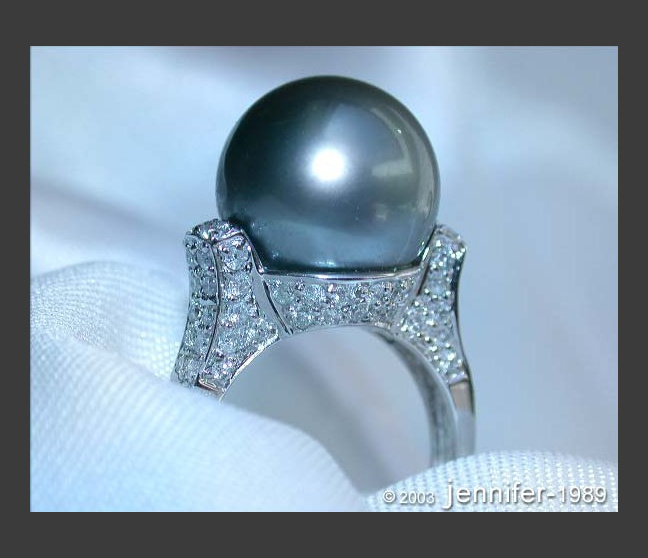Edler Tahitiperle Ring im Brillanten Kragen #1 Edler Tahitiperle Ring im Brillanten Kragen #1
