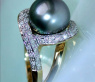 Stattlicher Tahitiperle Brillanten Ring in Gelbgold #4
