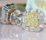 Feinste gelbe Diamanten Ohrstecker mit Brillanten & Baguette Diamanten #3