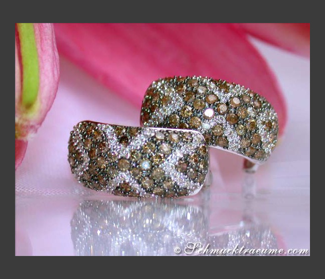 Herrliche Halb Creolen mit braunen Diamanten #1 Herrliche Halb Creolen mit braunen Diamanten #1