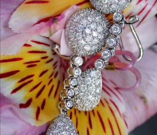 Pretty Pear and Ball Earrings with Diamonds Pretty Pear and Ball Earrings with Diamonds