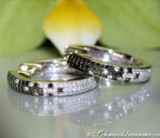 Elegant Black & White Diamond Hoop Earrings Elegant Black & White Diamond Hoop Earrings