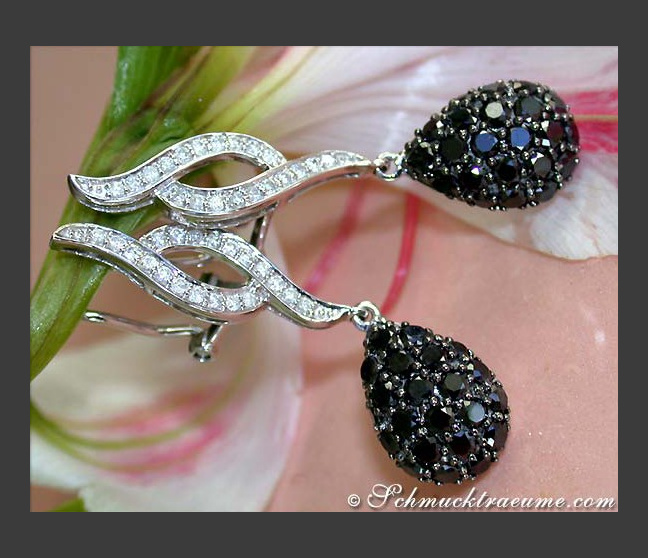 Bezaubernde Ohrringe mit schwarzen Diamanten #1 Bezaubernde Ohrringe mit schwarzen Diamanten #1