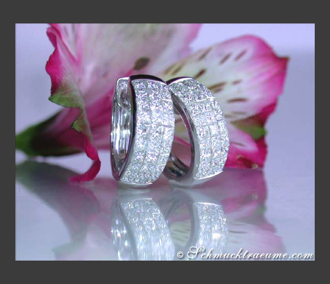 Elegante Princess Diamanten Creolen in Weißgold 750 #1 Elegante Princess Diamanten Creolen in Weißgold 750 #1