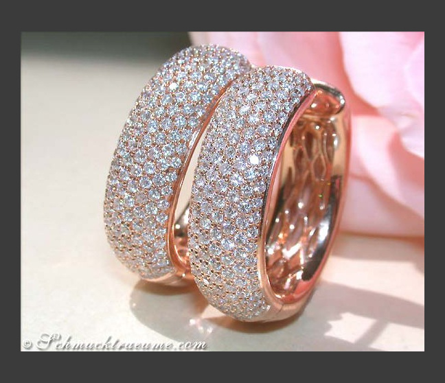 Stattliche Brillanten Pavé Creolen in Roségold #1 Stattliche Brillanten Pavé Creolen in Roségold #1