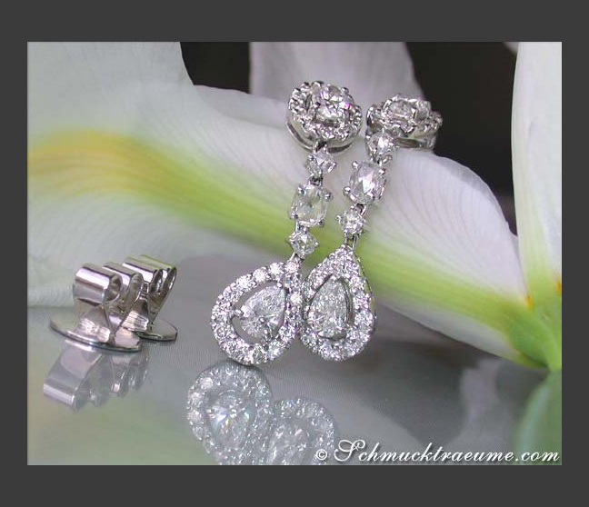 Elegante Ohrringe mit Diamanten in vier Schliffarten #1 Elegante Ohrringe mit Diamanten in vier Schliffarten #1