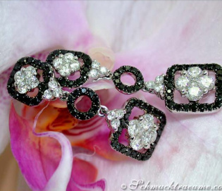 Unique Hanging Earrings with Black & White Diamonds Unique Hanging Earrings with Black & White Diamonds