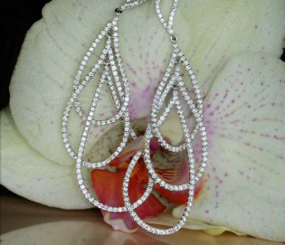 Extra Long Pear Shaped Dangling Earrings with Diamonds (60 mm) Extra Long Pear Shaped Dangling Earrings with Diamonds (60 mm)