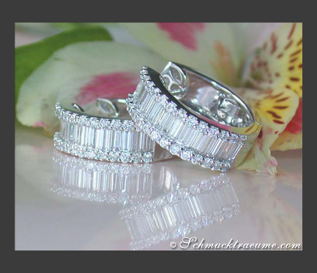 Prachtvolle Diamanten Creolen (Baguette & Brillant Schliff) #1 Prachtvolle Diamanten Creolen (Baguette & Brillant Schliff) #1