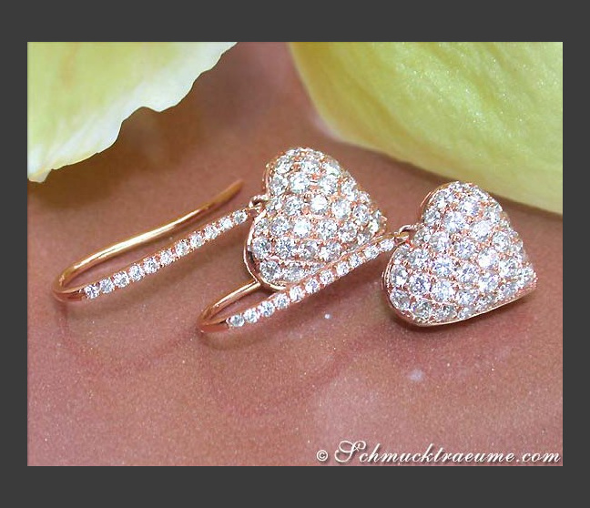 Zarte Diamanten Ohrhänger im Herz Design #1 Zarte Diamanten Ohrhänger im Herz Design #1