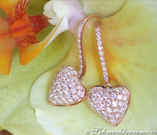 Zarte Diamanten Ohrhänger im Herz Design