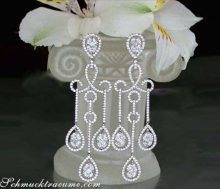 Luxuriöse Brillanten / Diamanten Ohrgehänge im Illusion-Design