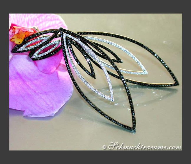 Extra lange Ohrringe mit schwarzen Diamanten (7,80 cm) #1 Extra lange Ohrringe mit schwarzen Diamanten (7,80 cm) #1