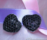 Feminine schwarze Diamanten Ohrstecker im Herz-Design #1