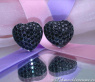 Feminine schwarze Diamanten Ohrstecker im Herz-Design #2