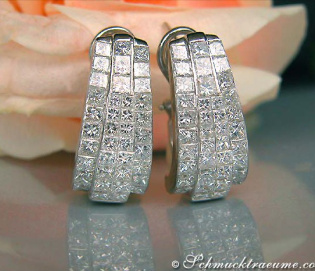 Hochkarätige Halb Creolen mit Princess Diamanten Hochkarätige Halb Creolen mit Princess Diamanten