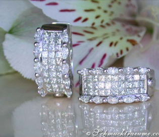 Feinste Ohrringe mit Marquise Diamanten & Princess Diamanten Feinste Ohrringe mit Marquise Diamanten & Princess Diamanten