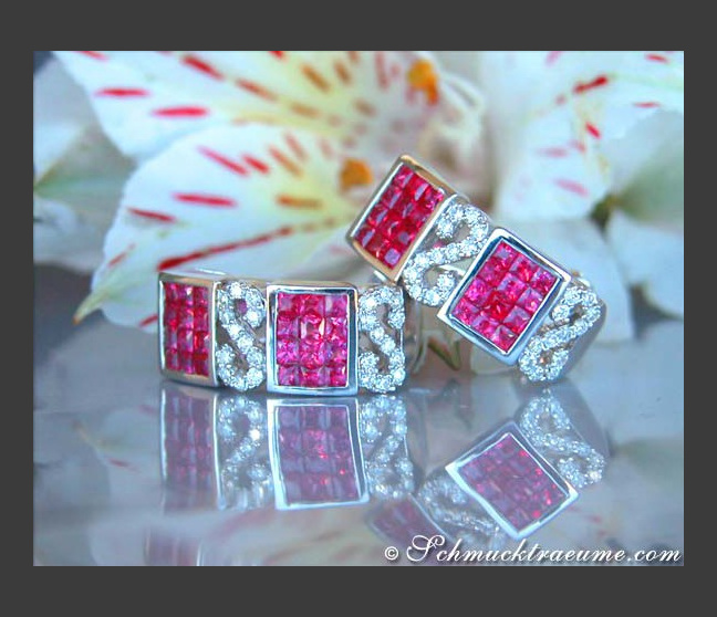 Aparte Rubin Ohrringe mit Brillanten #1 Aparte Rubin Ohrringe mit Brillanten #1