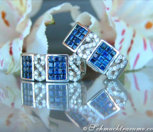 Aparte Saphir Ohrringe mit Brillanten Aparte Saphir Ohrringe mit Brillanten