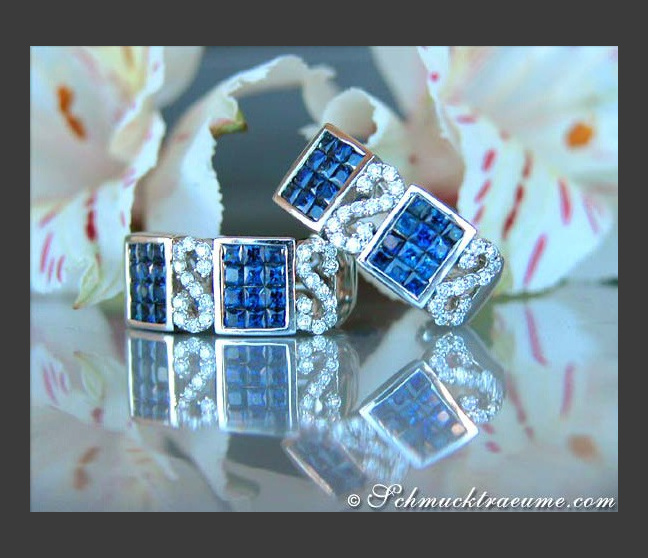 Aparte Saphir Ohrringe mit Brillanten #1 Aparte Saphir Ohrringe mit Brillanten #1