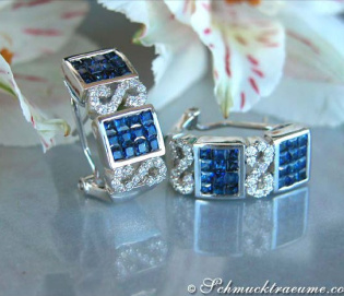 Aparte Saphir Ohrringe mit Brillanten Aparte Saphir Ohrringe mit Brillanten